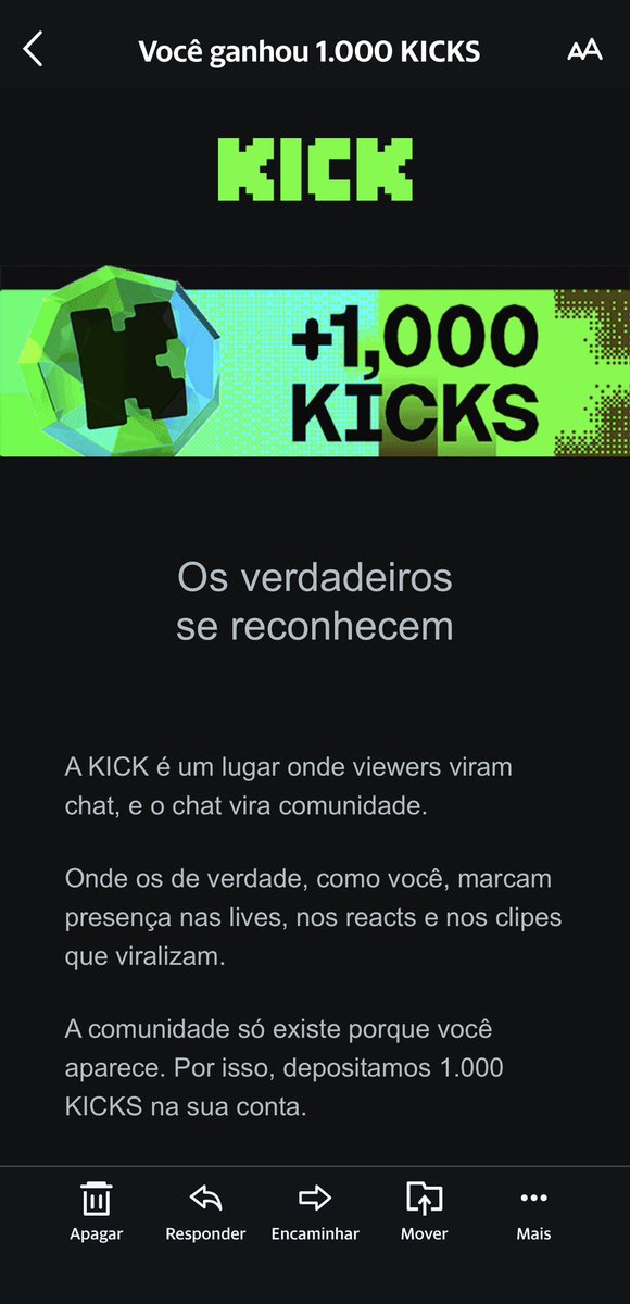 GuiMirandaDS11's tweet photo. Muito obrigado @kick @kickportugues @kickcommunity 💚💚 https://t.co/g8NYsbC4ig