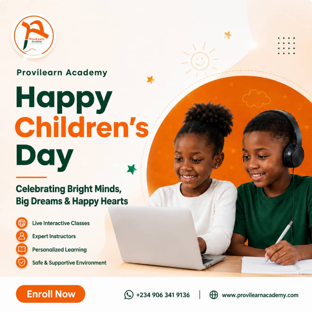 ProvilearnA's tweet photo. Today, we celebrate the brilliance, creativity, and endless potential in every child. Happy Children’s Day to all our amazing learners around the world.
At ProviLearn Academy, we remain committed to helping children learn with confidence and thrive academically. #OnlineTutoring https://t.co/nfNkLeYfUm