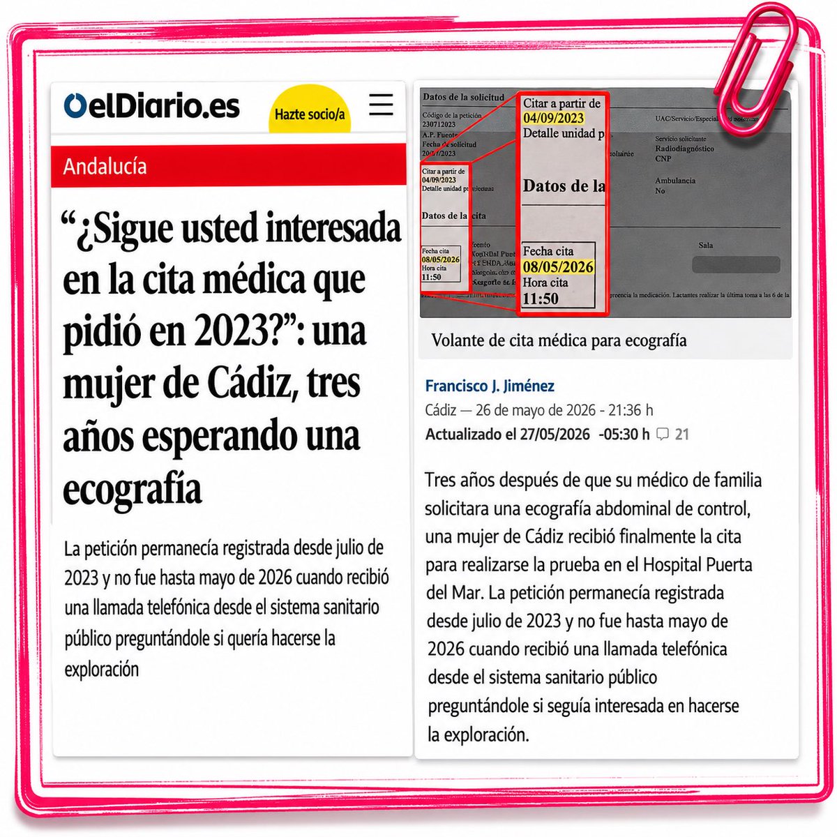 EstherGilSumar's tweet photo. Esta es la realidad tras la propaganda de Moreno Bonilla: listas de espera interminables y una sanidad pública cada vez más debilitada. Defender la sanidad pública es defender la dignidad y el derecho a ser atendidos a tiempo 👇 https://t.co/g43uhODsnZ