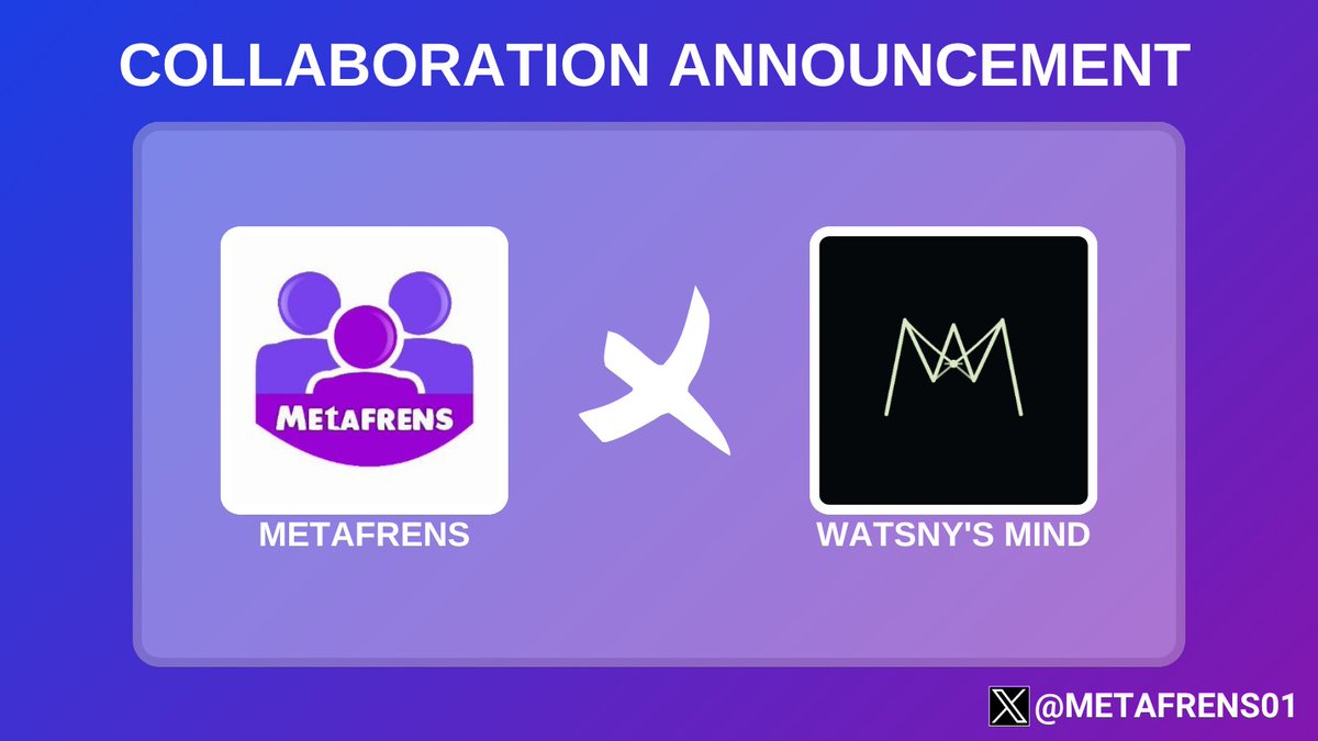 Metafrens01's tweet photo. 𝗠𝗘𝗧𝗔𝗙𝗥𝗘𝗡𝗦 🤝𝗪𝗔𝗧𝗦𝗡𝗬'𝗦 𝗠𝗜𝗡𝗗

We are delighted to announce our collaboration with @WatsnysMind.

Watsny’s Mind: Consensus Drift is a curated generative art collection consisting of 180 children and a Genesis Consensus parent, launching on Ordinals.

Thank you for allocating spots to Metafrens Familia💜