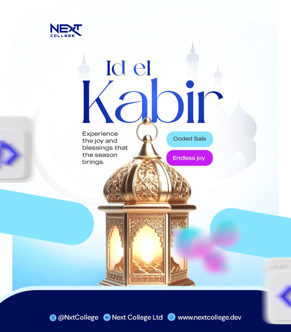 NxtCollege's tweet photo. 🌙✨ Happy Eid El Kabir from all of us at @NxtCollege 

May this season bring peace, joy, blessings, and new opportunities to you and your loved ones. Wishing you a beautiful celebration filled with happiness and gratitude. 🤍

#EidElKabir #HappyEid #NextCollege https://t.co/ZiviGGYz9P