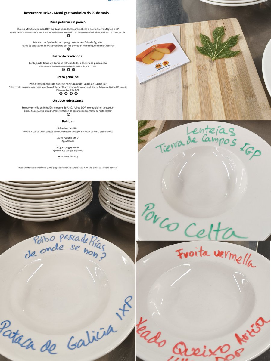 profesorFP's tweet photo. O venres temos a penúltima xornada das XV Xornadas de exaltación dos produtos agroalimentarios galegos e nacionais con DOP e IXP así que o menú degustación no restaurante pedagóxico Álvaro Cunqueiro non pode ir a menos así que imos tratar de ir a máis
#MarcasCalidade
#DOP
#IXP https://t.co/nci82lPZ9N
