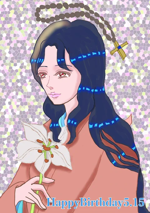 バースデーイラスト① 4月から5月 誕生日は創作です。 #イラスト 明智玉(5月15日) 織田秀勝(4月19日) 大谷吉継(4月29日) 吉岡友紀子(4月19日)