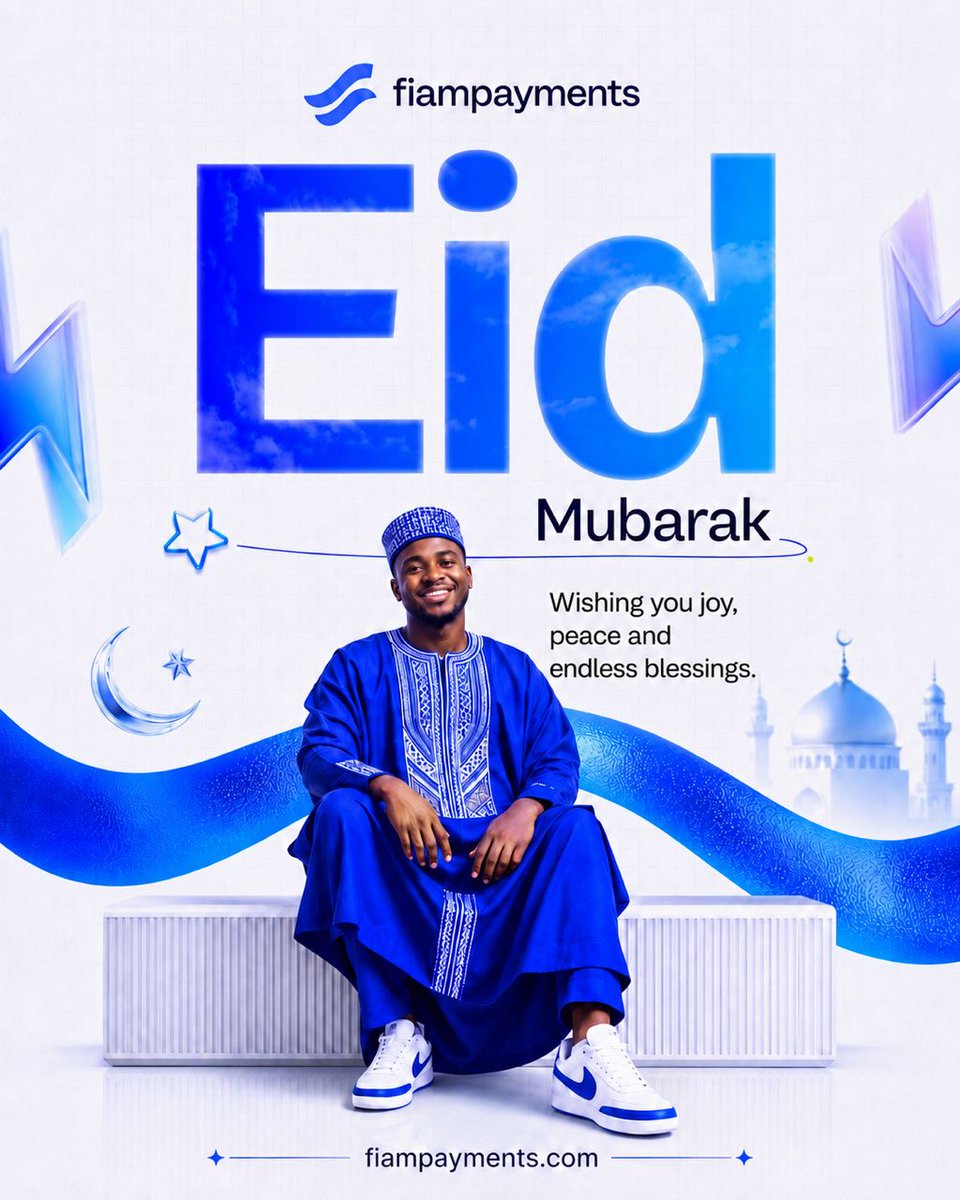 fiampay's tweet photo. 🌙✨ Eid Mubarak from Fiampayments ✨🌙

Today, we celebrate faith, gratitude, sacrifice, and togetherness.
As families and communities come together in joy, we at Fiampayments are grateful to have you as part of our journey.

This season reminds us that beyond transactions, technology should connect people, create opportunities, and make life easier for everyone. That’s why we remain committed to building seamless crypto-to-naira experiences and rolling out even more exciting features for our community.

May this Eid bring you:
🤍 Peace in your heart
💙 Joy in your home
🤍 Prosperity in your hustle
💙 Endless blessings in all you do

Thank you for trusting Fiampayments.
The future of seamless payments is brighter because of you.
Eid Mubarak! 🌙

Visit us: https://t.co/WnYWR8i1qZ