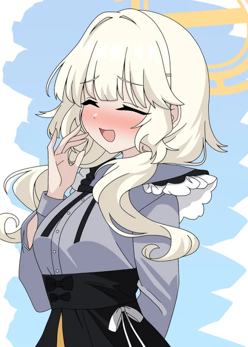 コラボ衣装のアオバ可愛いよねってイラスト 服のデザイン分からん過ぎて結構適当だけどまあバレへんやろ… #ブルアカ