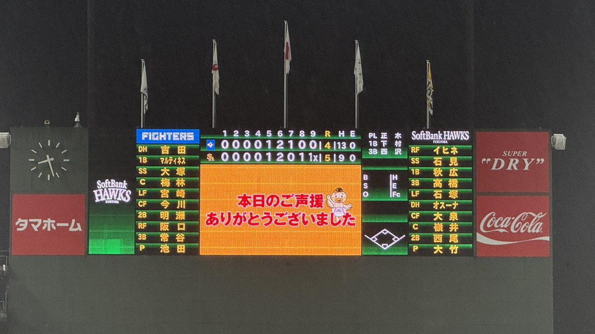2軍】 試合終了 H 5× - 4 F VICTORY☆ 8回に #嶺井博希 選手の