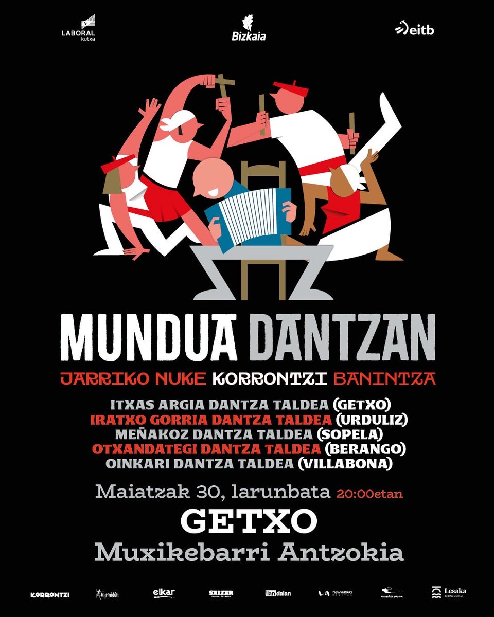 itxasargiagetxo's tweet photo. 🎪Larunbat honetan KORRONTZIREN “Mundua Dantzan” ikuskizunaren saio berri batez gozatzeko aukera izango duzue Getxon! Sarrerak salgai!

📍2026.05.30 Muxikebarri 20:00

🎟️ https://t.co/b5Jg8Y7ZZ4 

#Getxo #Kultura #Dantza #Musika #Korrontzi https://t.co/PgIpjy8Jja