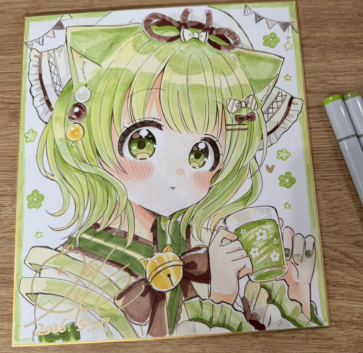 コミティア141 まゆつば先生 直筆イラスト色紙 直筆イラスト色紙です！抹茶ちゃん🍵 #イラストレーターの仕事展