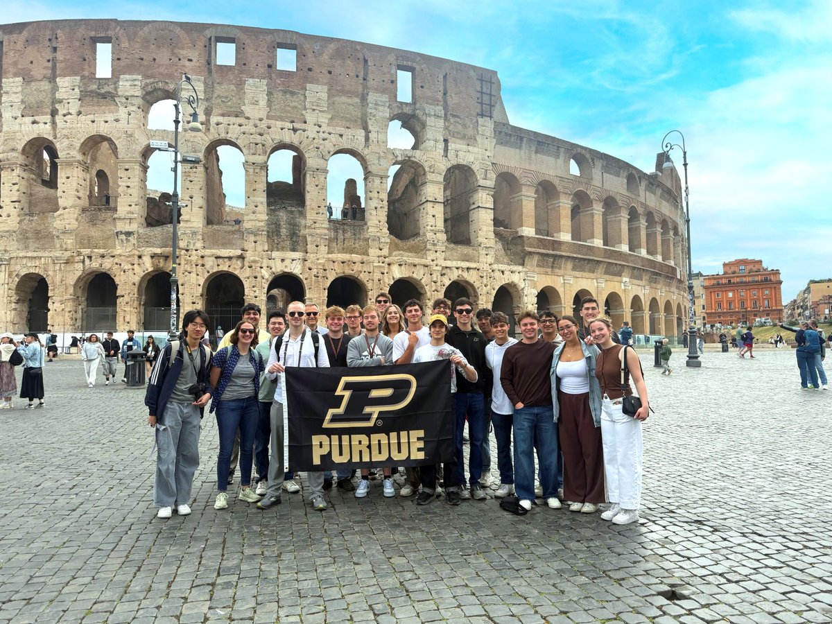 PurdueME's tweet photo. 🇮🇹ITALY INSTA TAKEOVER: Follow our Instagram story today as our Study Abroad students in Rome share about their exciting times studying finite element analysis AND ancient cultures: https://t.co/0v1EbaDDfJ https://t.co/2zFcHYR0BB