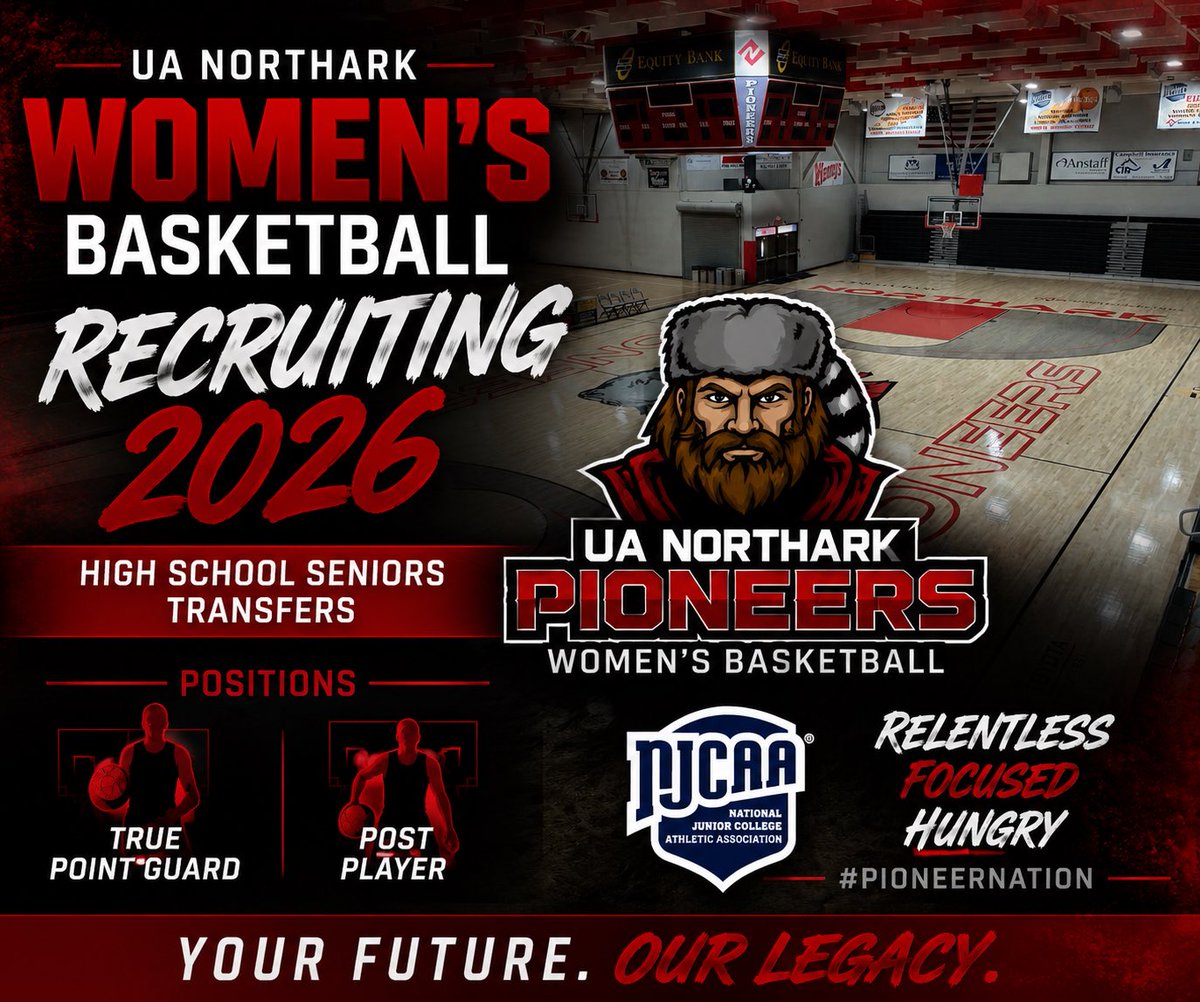 Coach_BPhillips's tweet photo. UA NORTHARK  Women’s Basketball recruiting 2026 high school seniors and transfers. The Lady Pioneers are NJCAA D2 Region 2. Looking for a true point guard and post players. Also starting on 2027. Scholarships available. My cell is 870 378 7203. Go Pioneers https://t.co/ioUtncfUpb