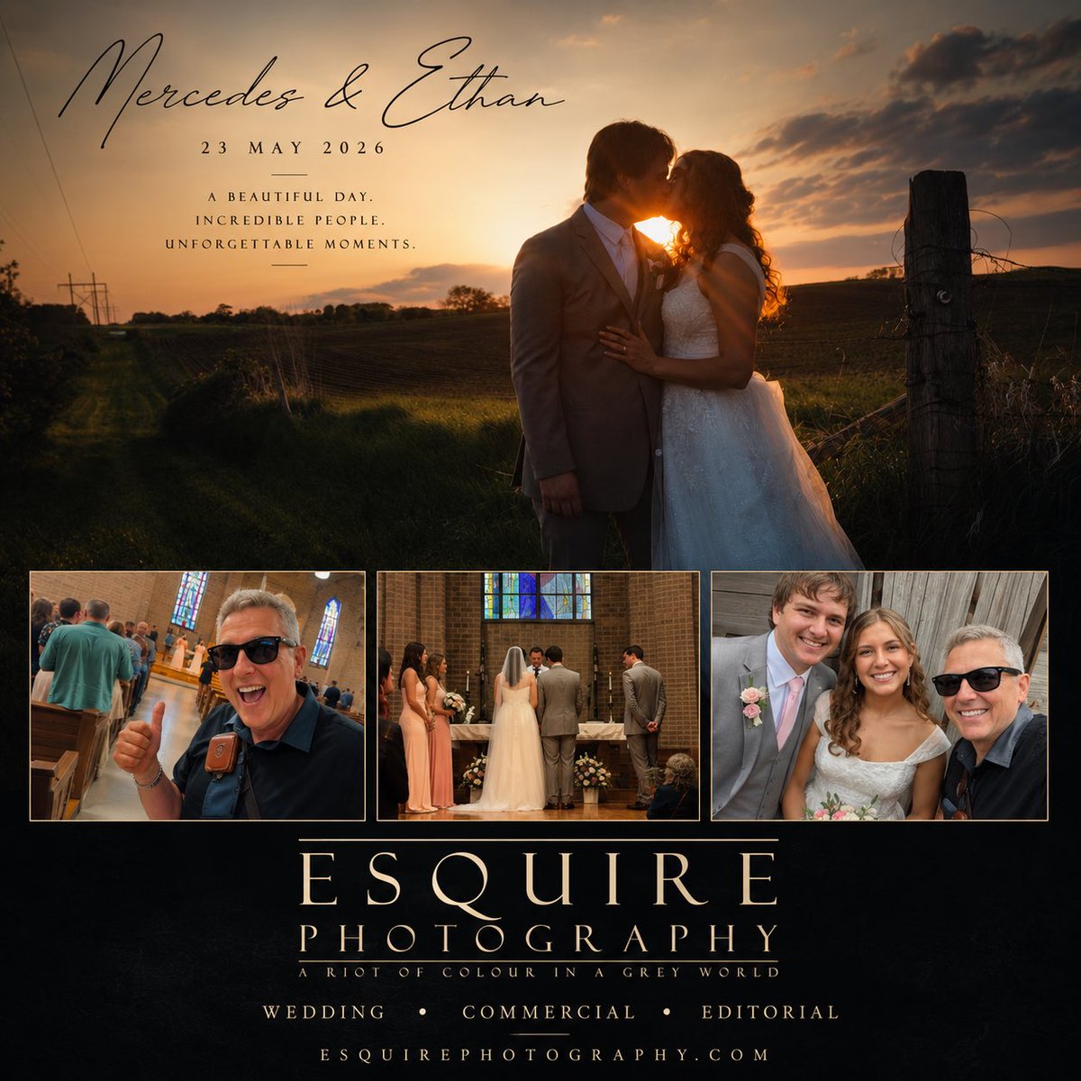 EsquirePhoto's tweet photo. A perfect Minnesota sunset, a beautiful family farm in Waverly, incredible people, and one amazing wedding day. 🌅

Congratulations to Mercedes & Ethan, and thank you for allowing Esquire Photography to capture your story this weekend. 🖤

#WeddingPhotography #MinnesotaWedding #EsquirePhotography