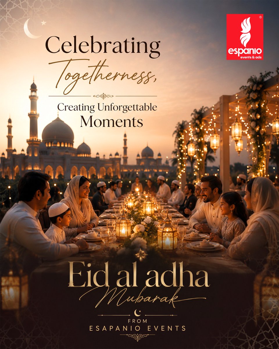 mrsglobal23's tweet photo. 🌙✨ Celebrating Togetherness, Creating Unforgettable Moments ✨🌙
Eid Mubarak from Espanio Events &amp; Ads 💫
Creating moments that bring people together.
#EidAlAdha #EidMubarak #Bakrid2026 #EspanioEvents #CelebratingTogetherness #FestiveMoments #EventManagement #EidCelebrations https://t.co/D9BaTxdjnZ