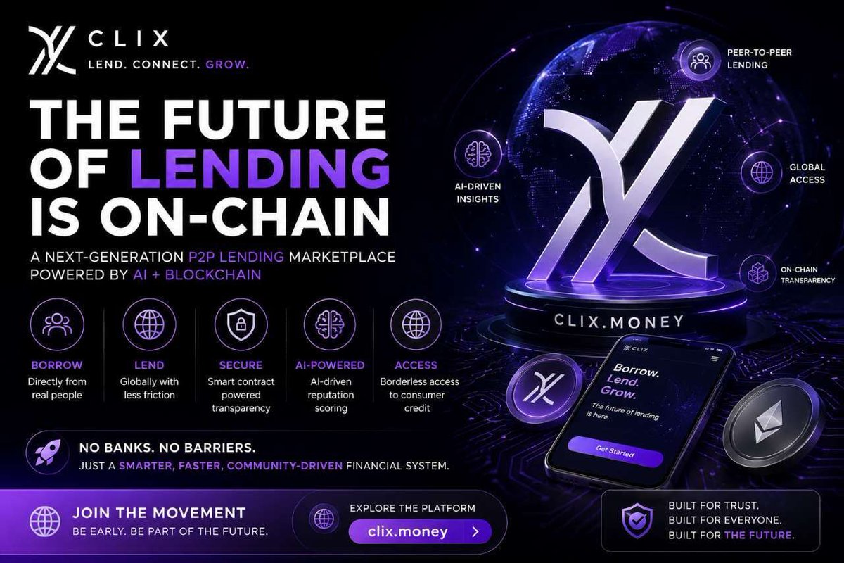 Blockchain_Ep's tweet photo. The future of lending is changing — and it’s happening on-chain.

Meet https://t.co/VNMLPgcB6F⁠� — a next-generation peer-to-peer lending marketplace powered by AI + blockchain. 🌍⚡

💸 Borrow directly from real people
🤝 Lend globally with less friction
🔒 Smart contract powered transparency
🧠 AI-driven reputation scoring
🌐 Borderless access to consumer credit
No banks. No unnecessary barriers.
Just a smarter, faster, community-driven financial system.

This is more than DeFi.
This is the evolution of real-world lending. 🔥
Be early.

Be part of the movement.
👉 Join the waitlist & explore the platform: https://t.co/VNMLPgcB6F⁠�

And kindly join the TG and  Twitter:

https://t.co/C15IV0thHE

https://t.co/Ze95MWZ7jO