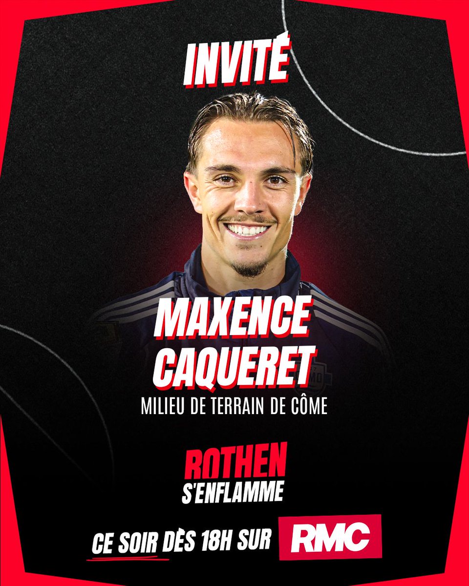 Rothensenflamme's tweet photo. Invité spécial dans @Rothensenflamme 🔥

Le milieu de terrain de Côme, Maxence Caqueret sera l'invité de @RothenJerome dans l'émission de ce soir ⚽️

🔴En direct sur RMC, 18h-20h https://t.co/kYMKgh6giV