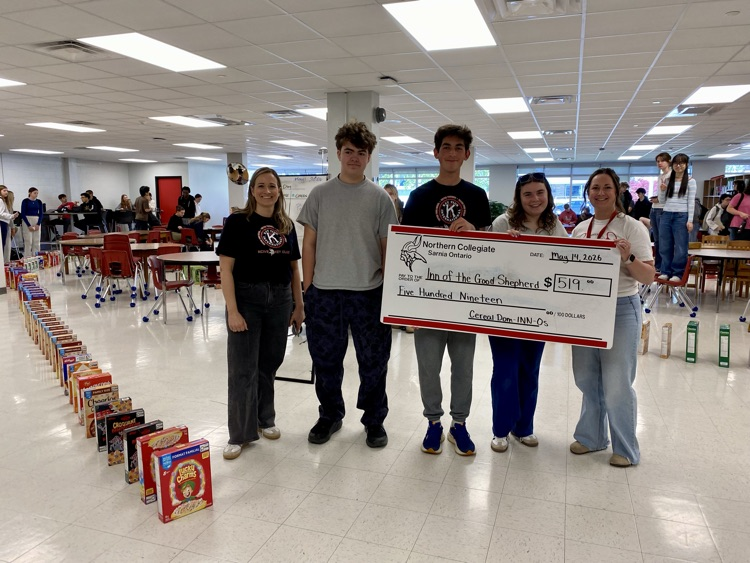 NCollegiate's tweet photo. Our NCIVS Key Club organized a cereal drive for the Inn of the Good Shepherd as part of the Inn's "Dom-Inn-OHs" community challenge. The drive concluded with a knockdown of all the donated cereal boxes. NCIVS raised over $500 in addition to the donated cereal. Well done Vikings! https://t.co/uTATGaHfko