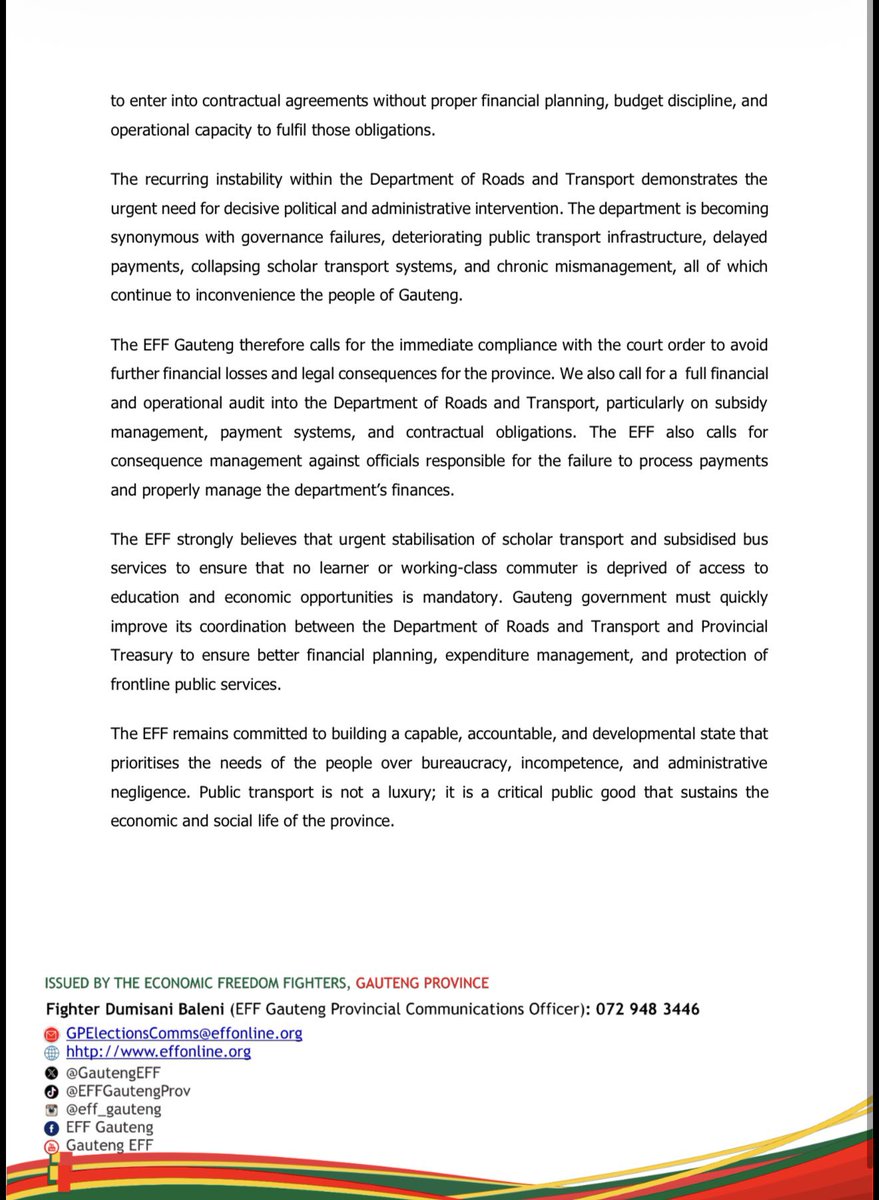 EFF Gauteng tweet media