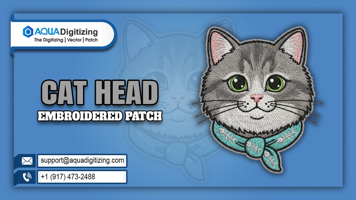 Aquadigitizing's tweet photo. Cat Head Embroidered Patch 
 
A charming cat head embroidered patch featuring detailed stitching and clean outlines for a bold, textured look. Designed with vibrant thread colors and a durable embroidered finish, this patch is perfect for 
decorating
 
https://t.co/CQah7QXNKO https://t.co/7sl8bXmCVa