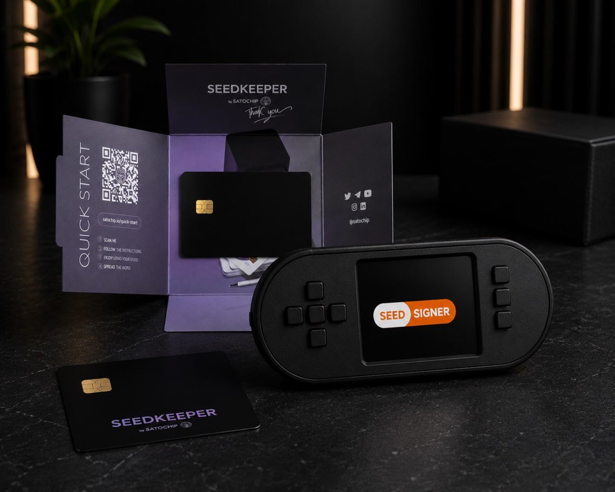 BitcoinBrabant's tweet photo. It’s finally here. After a long journey we want thank the open source community for progressing to this point. Last year we asked a Noderunner who did a lot of development work on the Seedsigner plus, if he could create a battery version of the device including smartcard. 
It ended up being one of the most amazing team efforts where @xmrstreet and @Printer_Gobrrr teamed up to create something that is ultimate for many. 🧵
