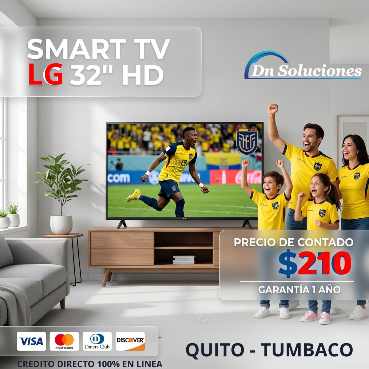 galomcc's tweet photo. "¡Lleva tu Smart TV LG 32" HD hoy mismo! Precio de contado: $210. Aceptamos tarjetas de crédito ¿Prefieres cuotas? Tenemos Crédito Directo (aprobación rápida). Estamos en Quito y Tumbaco. ¡Contáctanos ya y estrena TV!" Visitar nuestra web https://t.co/cfc45Y7Q5Z https://t.co/u0OYe44L5f