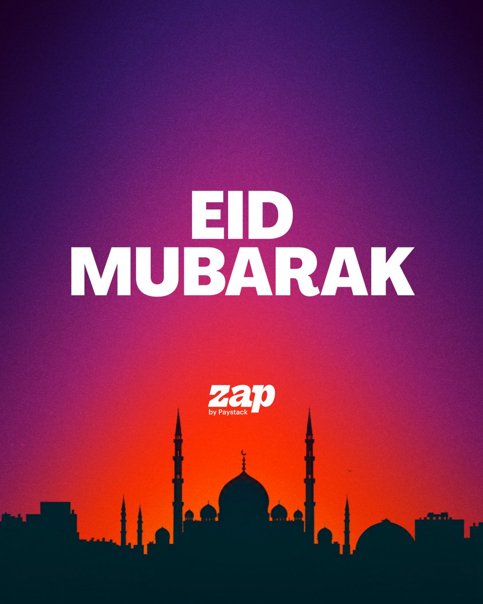 ZapbyPaystack's tweet photo. Eid Mubarak 🌙
Whether you’re sending money, paying for a gift, or showing up for loved ones in your own way, Zap helps you do it in seconds. Wishing you a blessed Eid al-Adha. https://t.co/M2XkziWqEJ