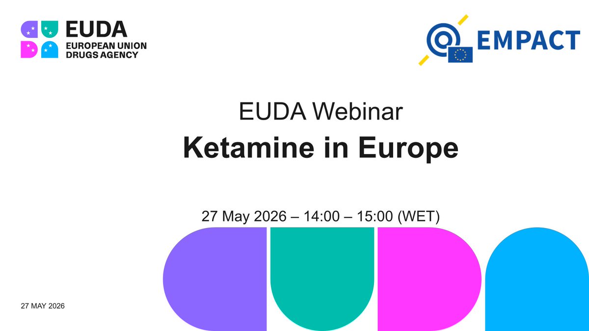 SurmontTim's tweet photo. In one hour we start our next #EUDA Webinar, this time on #ketamine in Europe, discussing topics from production and trafficking to bladder problems that come with excessive use... register free here: https://t.co/9Mxh0kUT5w https://t.co/tj1FjEhr3t