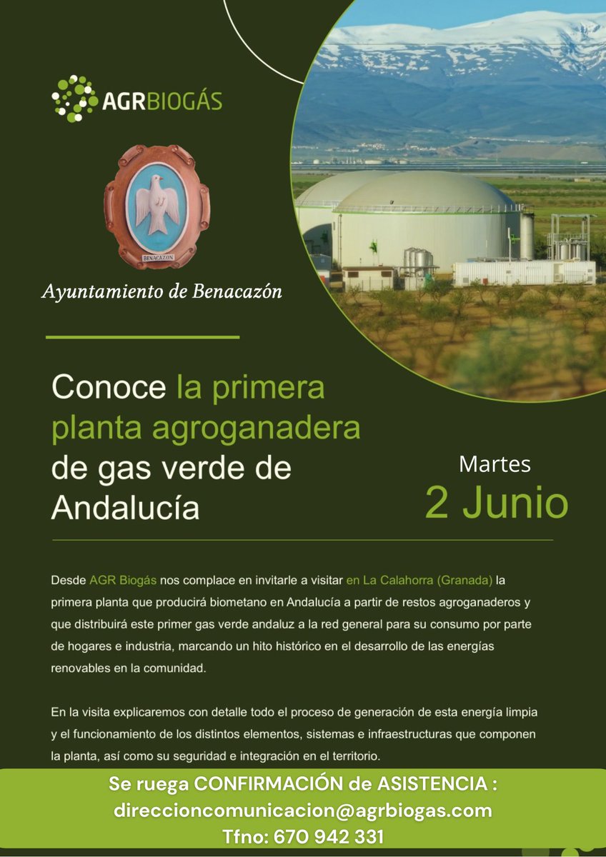 benacazon's tweet photo. 🟢𝗖𝗢𝗡𝗢𝗖𝗘 𝗟𝗔 𝟭ª 𝗣𝗟𝗔𝗡𝗧𝗔 𝗔𝗚𝗥𝗢𝗚𝗔𝗡𝗔𝗗𝗘𝗥𝗔 𝗗𝗘 𝗚𝗔𝗦 𝗩𝗘𝗥𝗗𝗘 𝗗𝗘 𝗔𝗡𝗗𝗔𝗟𝗨𝗖𝗜́𝗔 𝗘𝗡 𝗖𝗔𝗟𝗔𝗛𝗢𝗥𝗥𝗔 (𝗚𝗥𝗔𝗡𝗔𝗗𝗔)
https://t.co/V9n16RwImz

#biogas #gasverde #benacazon https://t.co/jDBuU3DZ1g
