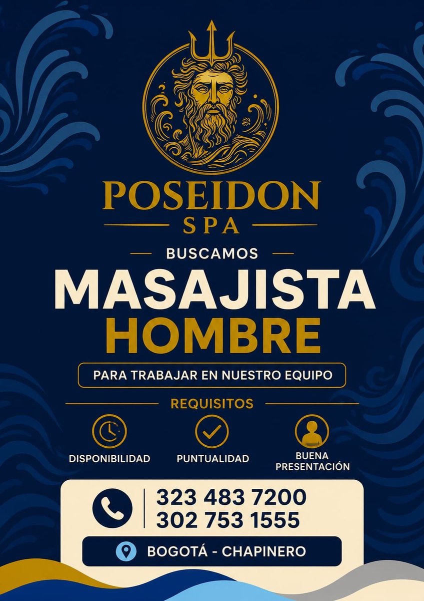 poseidon65chapi's tweet photo. OFERTA LABORAL ✔️ 
SE REQUIERE MASAJISTA MASCULINO CON EXCELENTE PRESENTACIÓN PERSONAL, RESPONSABLE . MAYOR INFORMACIÓN 
WHATSAPP 
3234837200 (JORK) @Jorkgzmn 
3057121297 (OSCAR)
@kinkybles 
.
@poseidon65chapi
@luchopenmind 
@luisherpr1980 https://t.co/vBK0xzO9XH