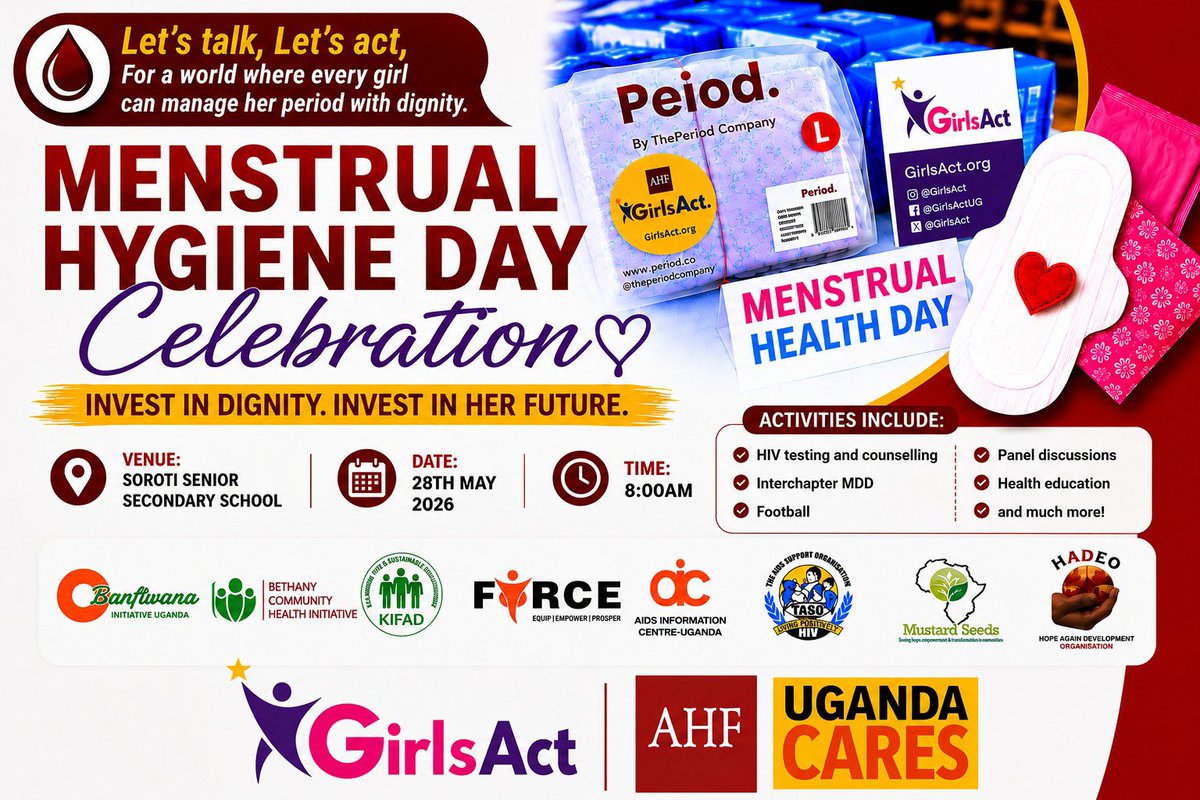 BridgetDivineAB's tweet photo. Menstrual health remains a fundamental aspect of sexual and reproductive health and rights( SRHR), yet it is oftenoverlooked or under-prioritized in public health discourse, especially among young people.

Join us for #MHDay26 commemorations at Soroti SS
#MenstruationMatters https://t.co/hUXpcKL68w