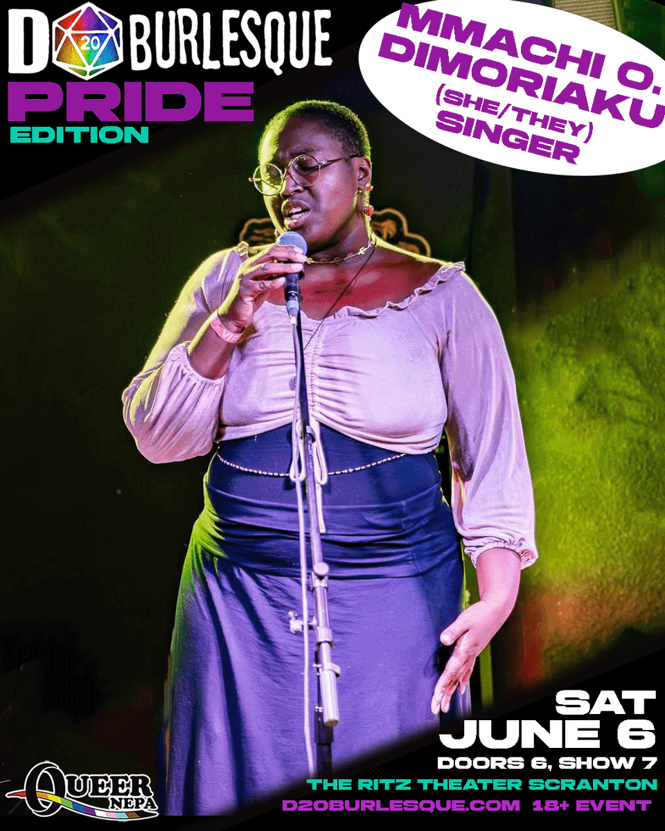 d20burlesque's tweet photo. PERFORMER SPOTLIGHT: Mmachi O. Dimoriaku
Mmachi is a Nigerian-Bronxite actress, director, photographer, choreographer, and cosmetologist based in NEPA.
With experience in 30+  productions, Mmachi has performed across the country

Don't miss Mmachi June 6th
Ritz Theater - Scranton https://t.co/lqEqKrGkB1