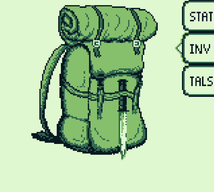 KocianTech's tweet photo. Inventory in Stains Of Decay
What do you carry?
Sleeping bag, weapon, Pocket for food and energy drink, fishing rod,.... ? 

Wishlist here:
https://t.co/jU9mwrjEn3

#gameboy #retro #gaming #game #developer #pixel #homebrew https://t.co/W4gdwq9l0I