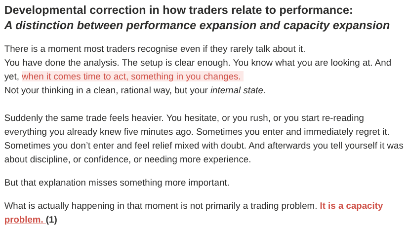 SmartM0neyCat's tweet photo. Developmental correction in how traders relate to performance: 
A distinction between performance expansion and capacity expansion https://t.co/HHW9wLXvp1