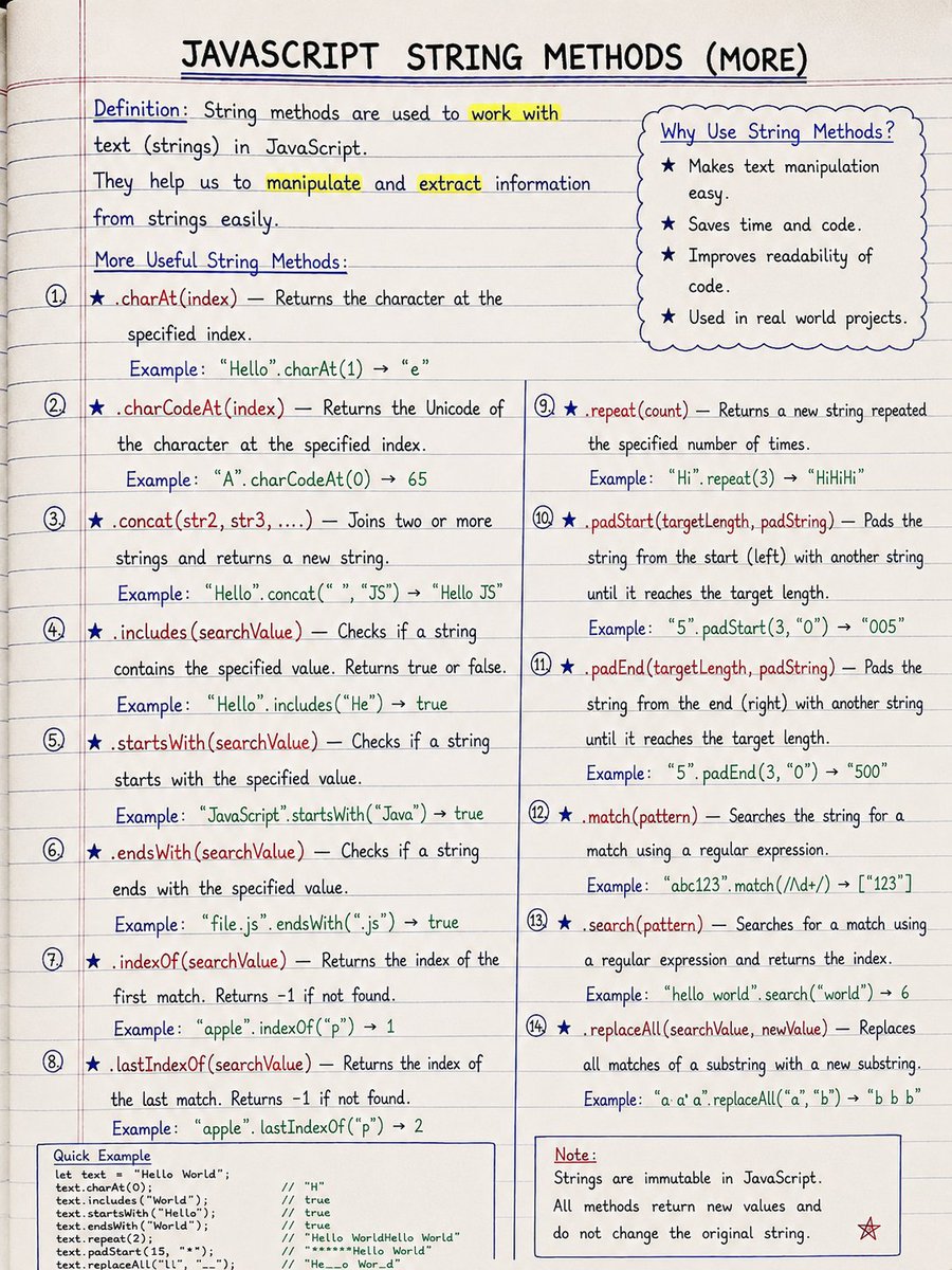Dreethx's tweet photo. Javascript string code summary https://t.co/O0UoBbQorT