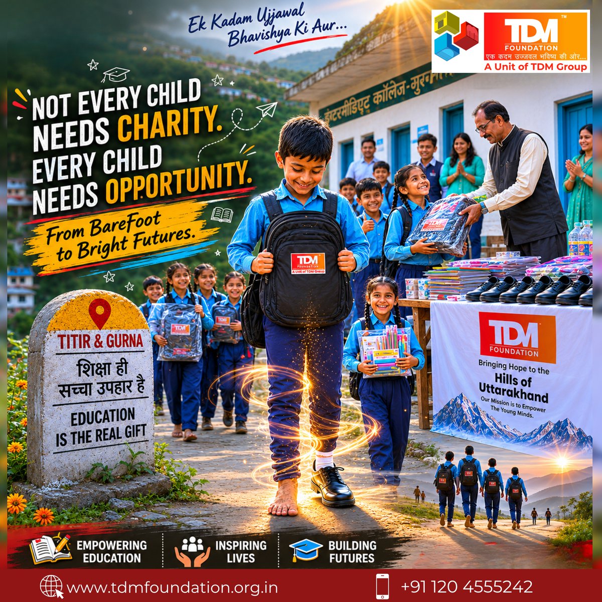 foundationtdm's tweet photo. 🌄 Every child deserves the chance to learn, dream &amp; rise.
TDM Foundation is turning hope into opportunity — one school bag, one smile, one future at a time. 📚❤️
“Ek Kadam Ujjawal Bhavishya Ki Aur…” 🌟
#TDMFoundation #Uttarakhand #TitriVillage #GurnaVillage #EmpoweringEducation https://t.co/Wr7E91PTBO