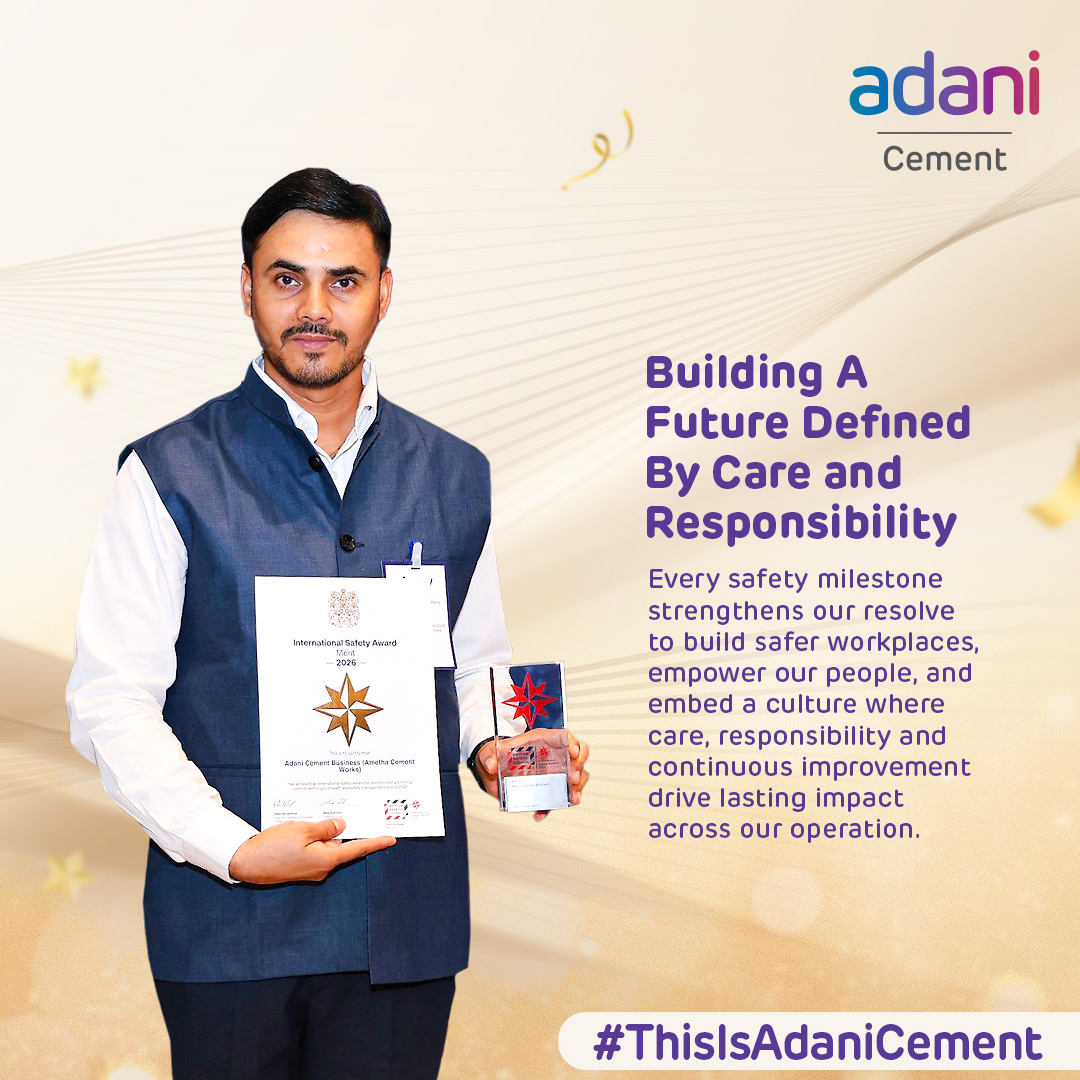 ACCLimited's tweet photo. We are proud to announce that our Ametha Cement Plant has received the @BritSafe International Safety Award 2026 (Merit Category). A recognition that reflects our continued commitment towards building a #ZeroHarm workplace.

#ThisIsAdaniCement #SafetyFirst https://t.co/BmberZY8wK