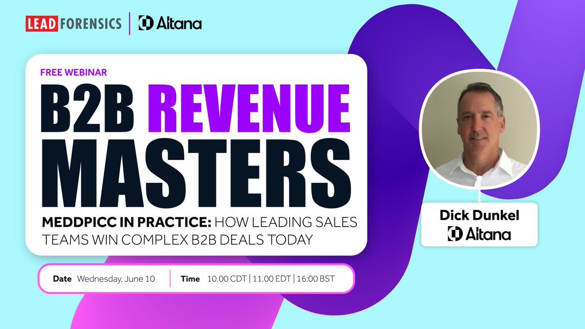 LeadForensics's tweet photo. Your reps know MEDDPICC. They fill in the fields. They check the boxes.

Deals still slip. Forecast still misses.

The problem isn't the framework. Dick Dunkel is going live June 10 to show you what it actually is. https://t.co/Zltm8DPaK0 https://t.co/kKvLsDRtg2