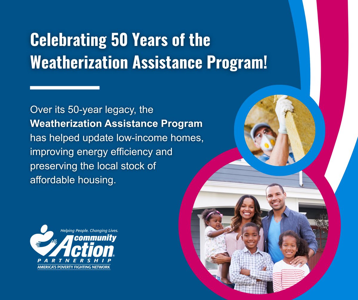 CAPartnership's tweet photo. Over its 50-year legacy, the #Weatherization Assistance Program has helped update low-income homes, improving energy efficiency and preserving the local stock of affordable housing. #Wx50 #WeatherizationWorks #CommunityActionMonth https://t.co/3fl5D1FkCP