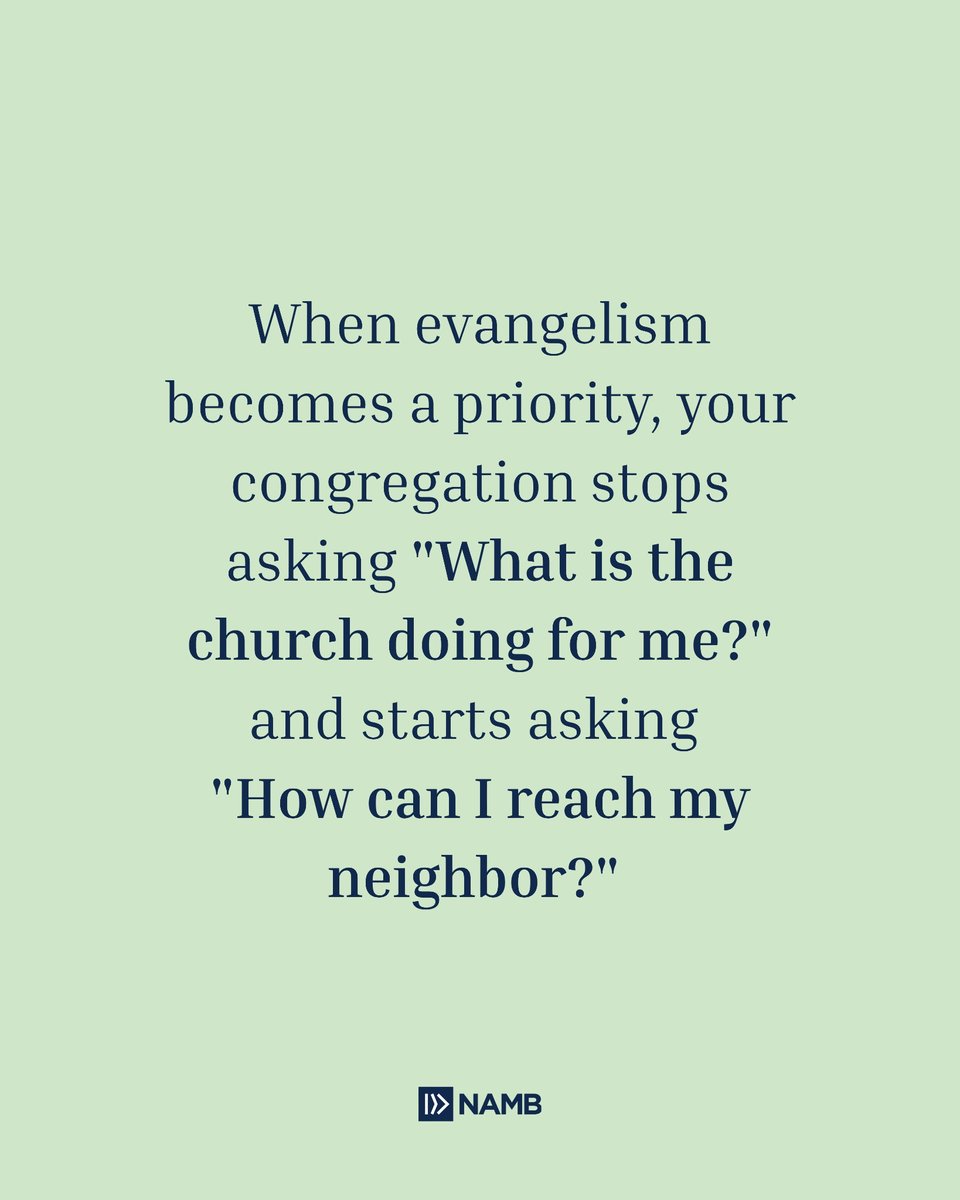 NAMB_SBC's tweet photo. If we want to see our people grow, we have to move them from the pews to the mission field. 🤝

Sharing the gospel is the greatest spiritual catalyst there is. It forces a believer to rely on the Spirit, trust the Word, and develop a heart like Jesus'.

🚨 Want a mature church? Build an evangelistic church.

💬 Free resources to help your church build a culture of evangelism: https://t.co/SyAtOoazKz
