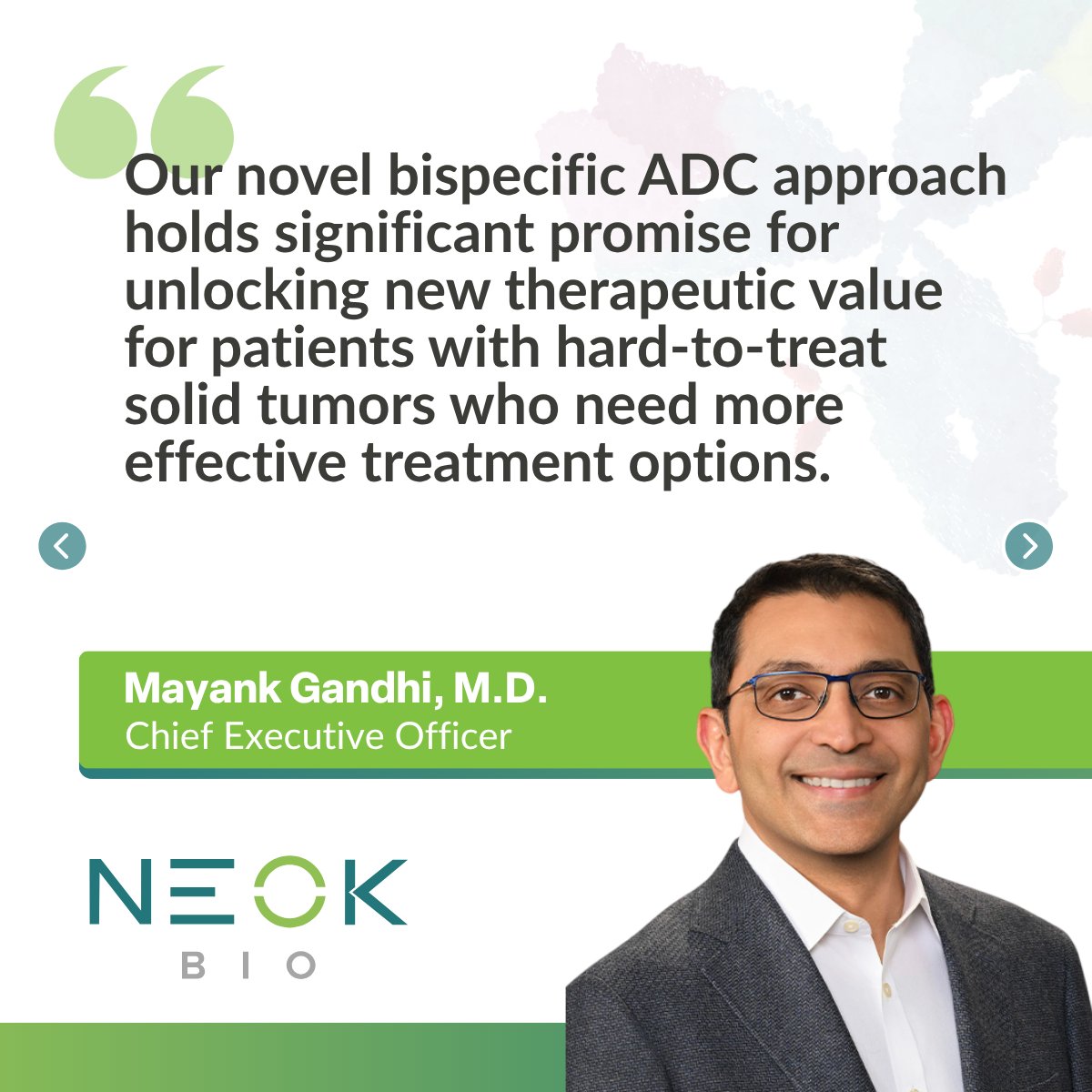 NEOKBio's tweet photo. NEOK Bio has dosed the first patients in Phase 1 trials for NEOK001 and NEOK002, our lead bispecific ADC candidates targeting difficult-to-treat solid tumors.

Read more: https://t.co/CyIkJrHWHp

#ADCs #AntibodyDrugConjugates #CancerResearch #Innovation #Biotech #MedEd https://t.co/TQZlKetuVt