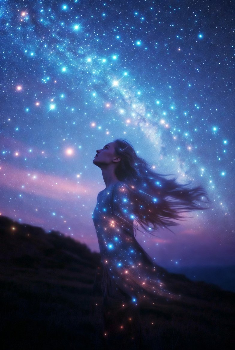 Access16Me's tweet photo. The stars
seem to say nothing at all,
yet they speak to me
in their own quiet way.

When I gaze at them,
they gaze back at me.

To this lonely soul of mine,
it feels like they’re softly whispering
while pretending not to care.

---------------------------------------

❤️ A quiet conversation with the universe ✨

~~~~~~~~~~~~~~~~~~~~~~~~~~~~

星は
何も言わないように見えて
静かに語りかけてくる。

見つめると
見つめ返してくる。

ひとりぼっちの私の心に
そっと囁いているみたい
素知らぬふりをして。

#MissionTouch #cosmicpoems #宇宙詩