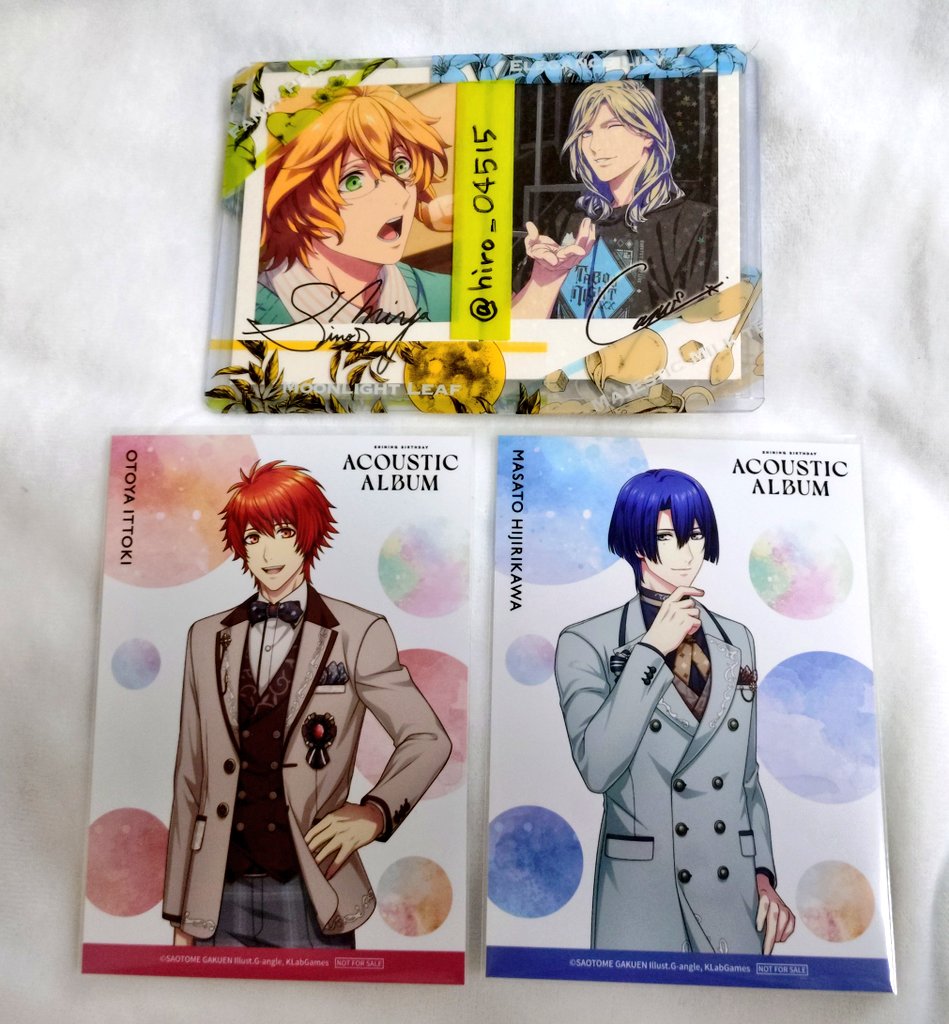 hiro_04515's tweet photo. 【交換】うたプリ　Shining Birthday Acoustic Album　アコースティック アルバム　早期予約特典　ブロマイド　C賞

【譲】音也、真斗
【求】カミュ、セシル

カミュ優先
都内手渡しまたは郵送
カルライ現地応相談 https://t.co/2ejzmzszzP
