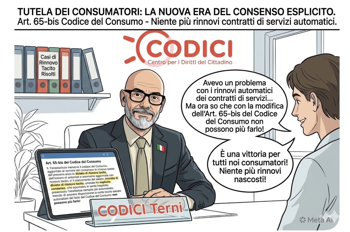 CodiciTerni's tweet photo. L'Art. 65-bis cambia le regole: niente più rinnovi automatici senza il tuo consenso esplicito. Se un'azienda ti rinnova tacitamente il contratto, viola la legge. Questo è il tuo diritto. #DirittiDelConsumatore #Art65bis

https://t.co/hecAvU0572 https://t.co/h4LlTudbiv