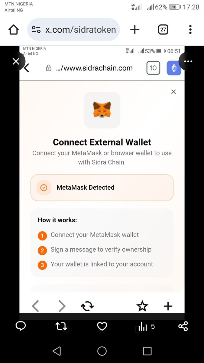 reholongo's tweet photo. @sidrachain How to connect my  metamask wallet https://t.co/iY3obIVNKP