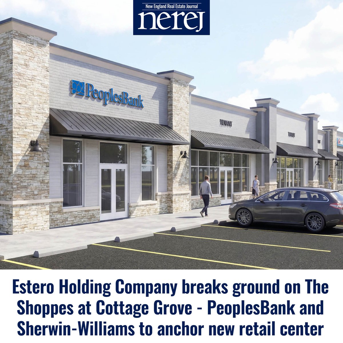 NEREJ's tweet photo. Estero Holding Company breaks ground on The Shoppes at Cottage Grove - PeoplesBank and Sherwin-Williams to anchor new retail center - Read More here: https://t.co/jeZ8N3SoGl #NEREJ #commercialrealestate @BankAtPeoples https://t.co/wimVjmyH6K