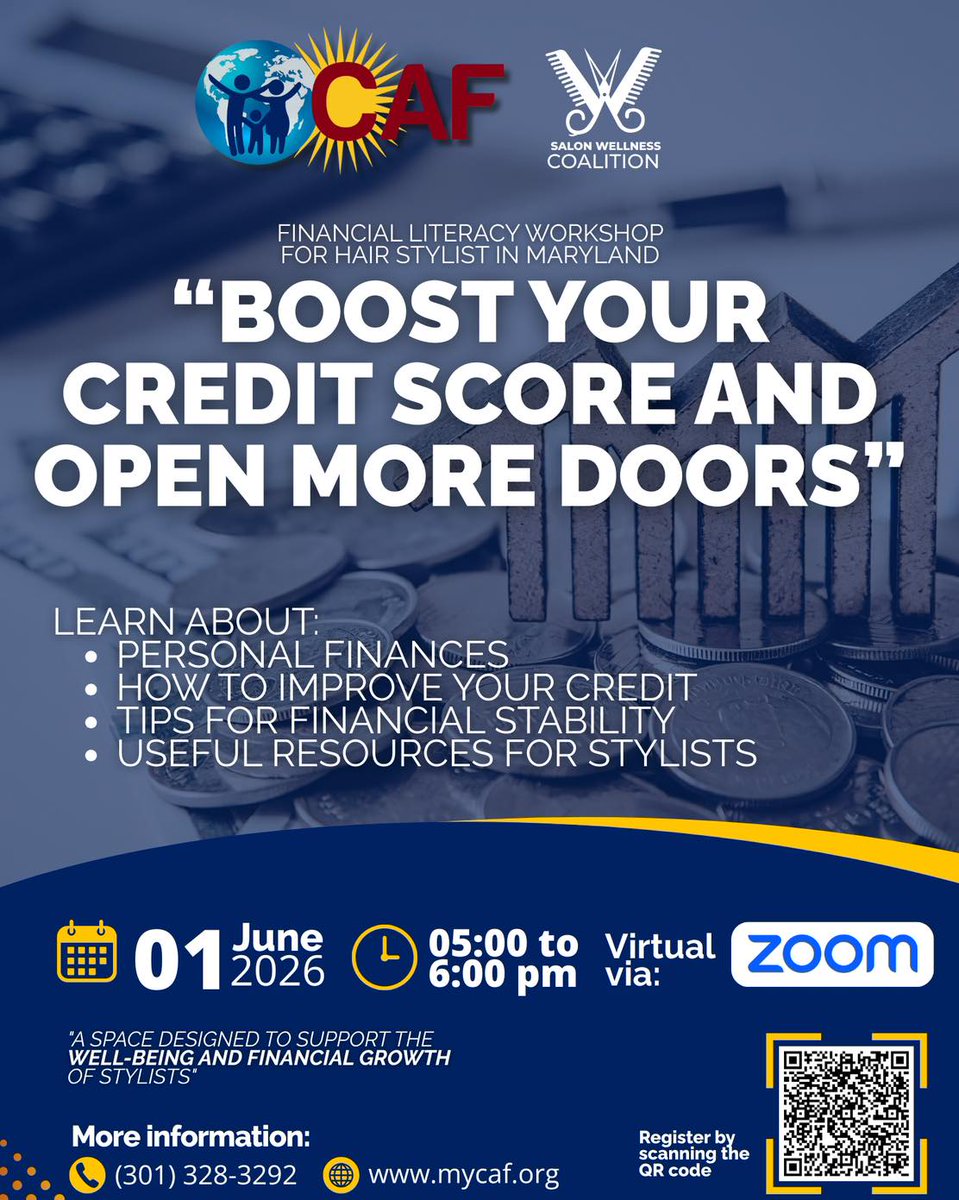 MyCafOrg's tweet photo. Attention Maryland Hair Stylists!
Do you want to take your finances to the next level and open new doors for your business? CAF and Salon Wellness Coalition invite you to a key virtual workshop for your growth.
Register here: https://t.co/8BWfflZiIH https://t.co/i9ToWtdOof
