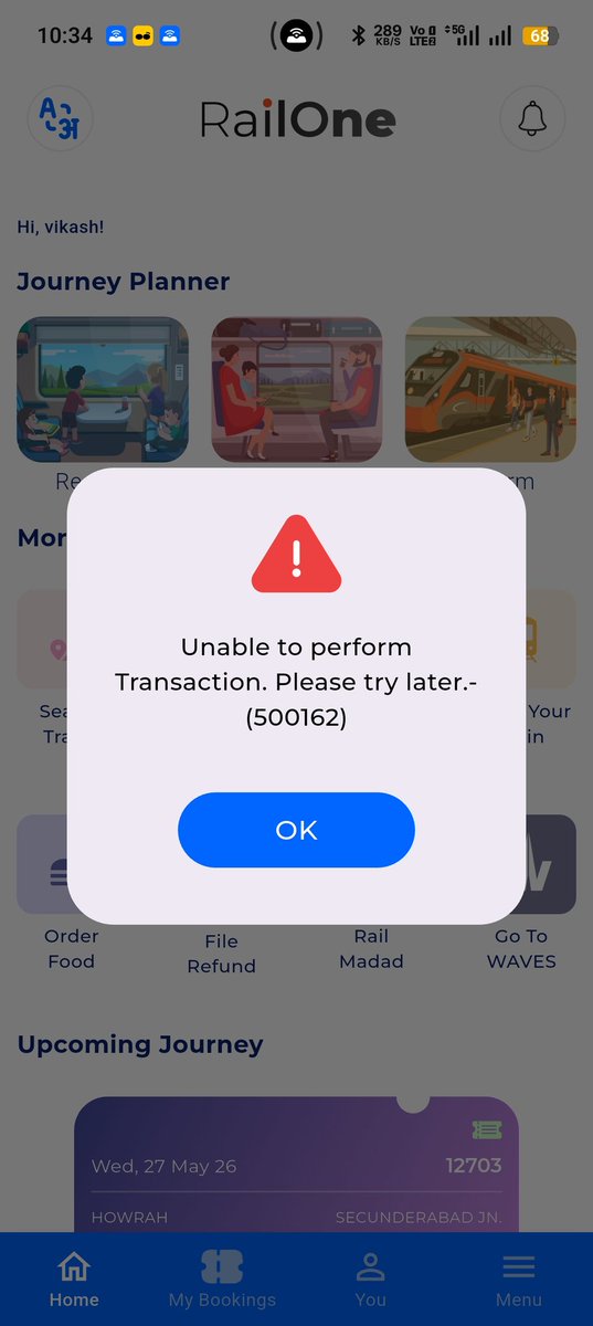 vkashsinha1's tweet photo. I have been trying to book tickets but unable to .. what's the problem here @RailMinIndia  @RailwaySeva  @IRCTCofficial https://t.co/9mSFXU2CPA