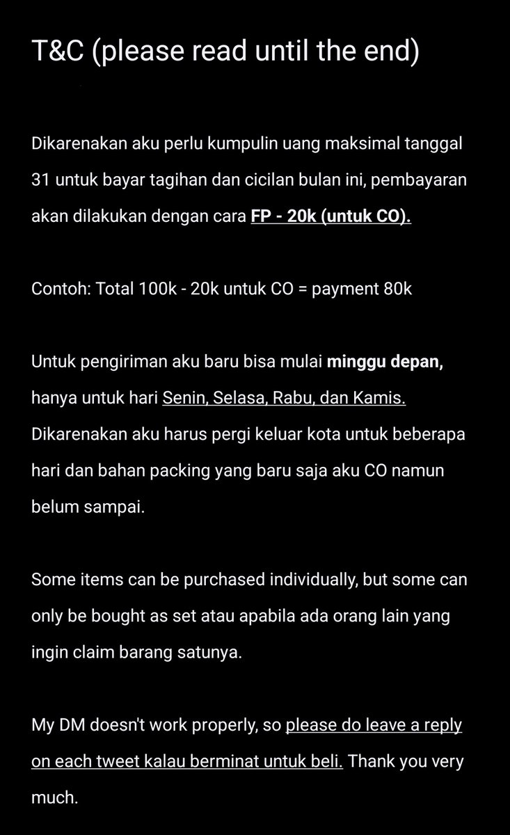 readernim1109's tweet photo. WTS want to sale urgently AAB Ivan Mizi Till

Please read the second pic first, and please do let me know kalau ada yang overpriced.

Kalau ada yang mau ditanya bisa reply/DM, thank you.

#warungalnst #warungalienstage https://t.co/DSMTI7Ynua