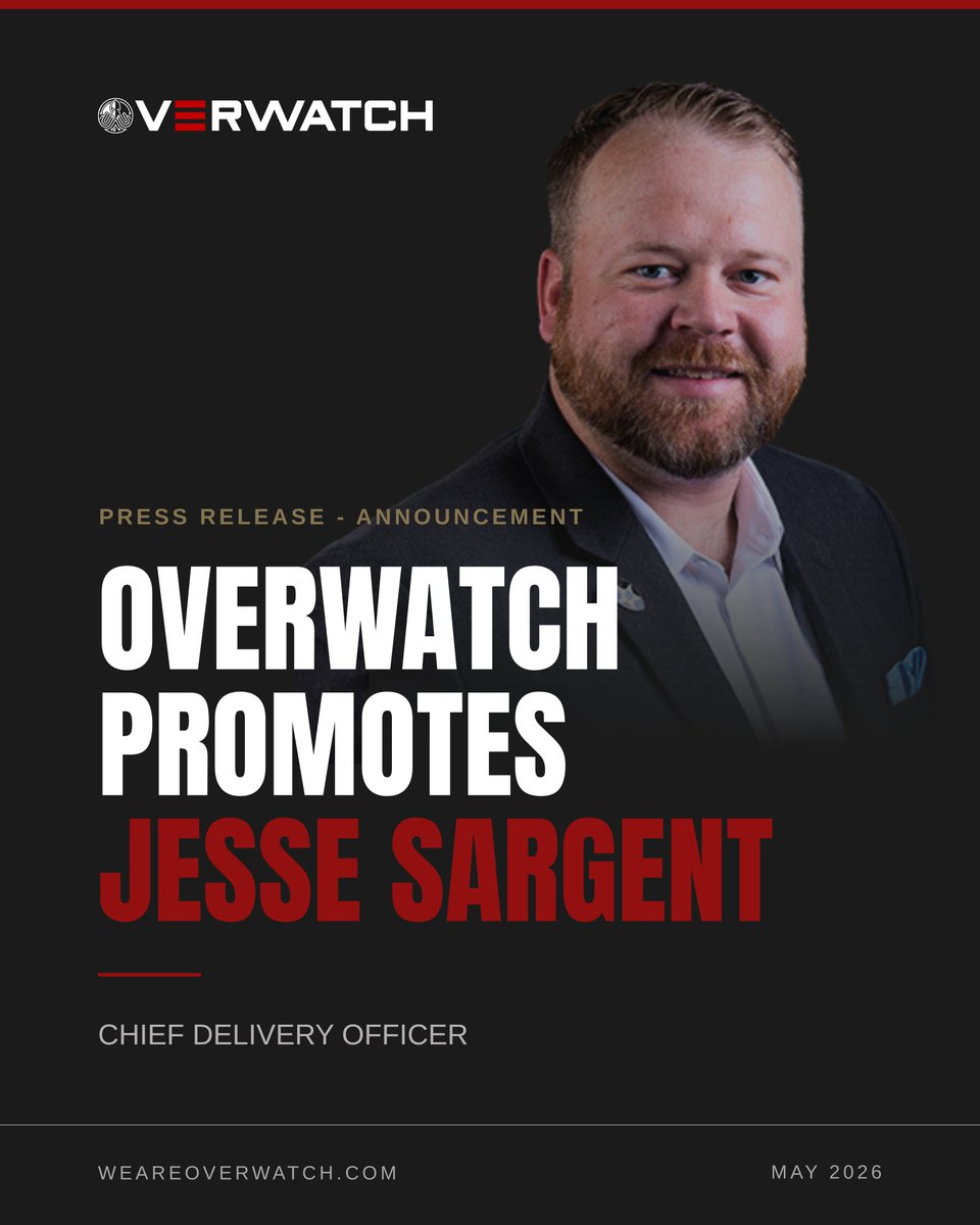 OverwatchMC1's tweet photo. Overwatch Mission Critical promotes Jesse Sargent to Chief Delivery Officer. Six years in, head down, people first, no shortcuts. This one was earned.

Full press release: https://t.co/Ur7WEKL22t

#WeAreOverwatch #WeDoTheWork #MissionCritical https://t.co/2mbCIEbwen
