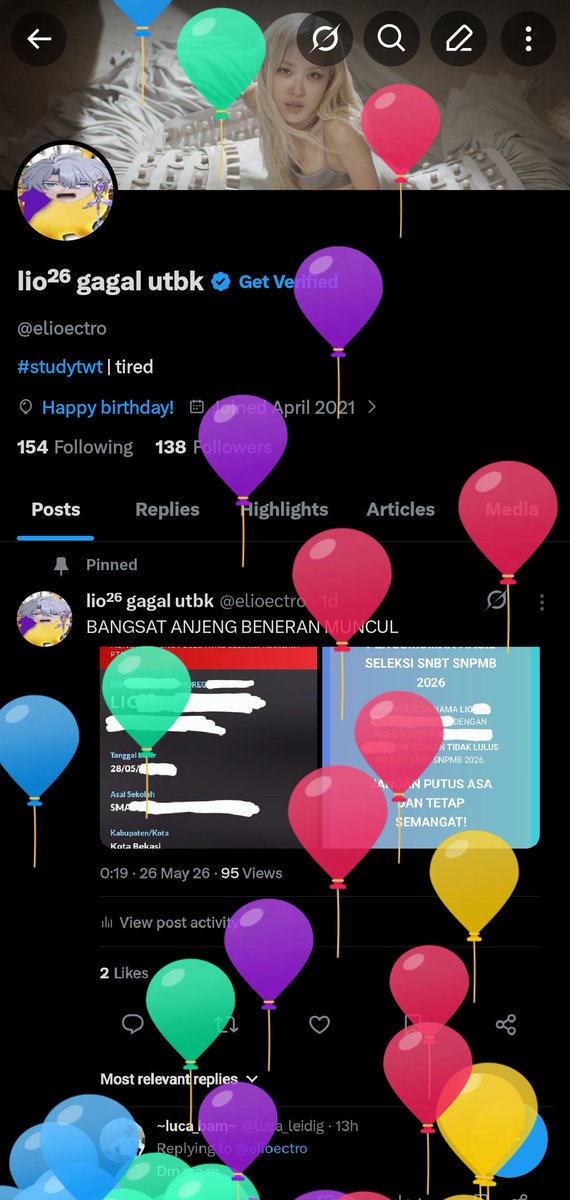 lio²⁶ gagal utbk tweet media