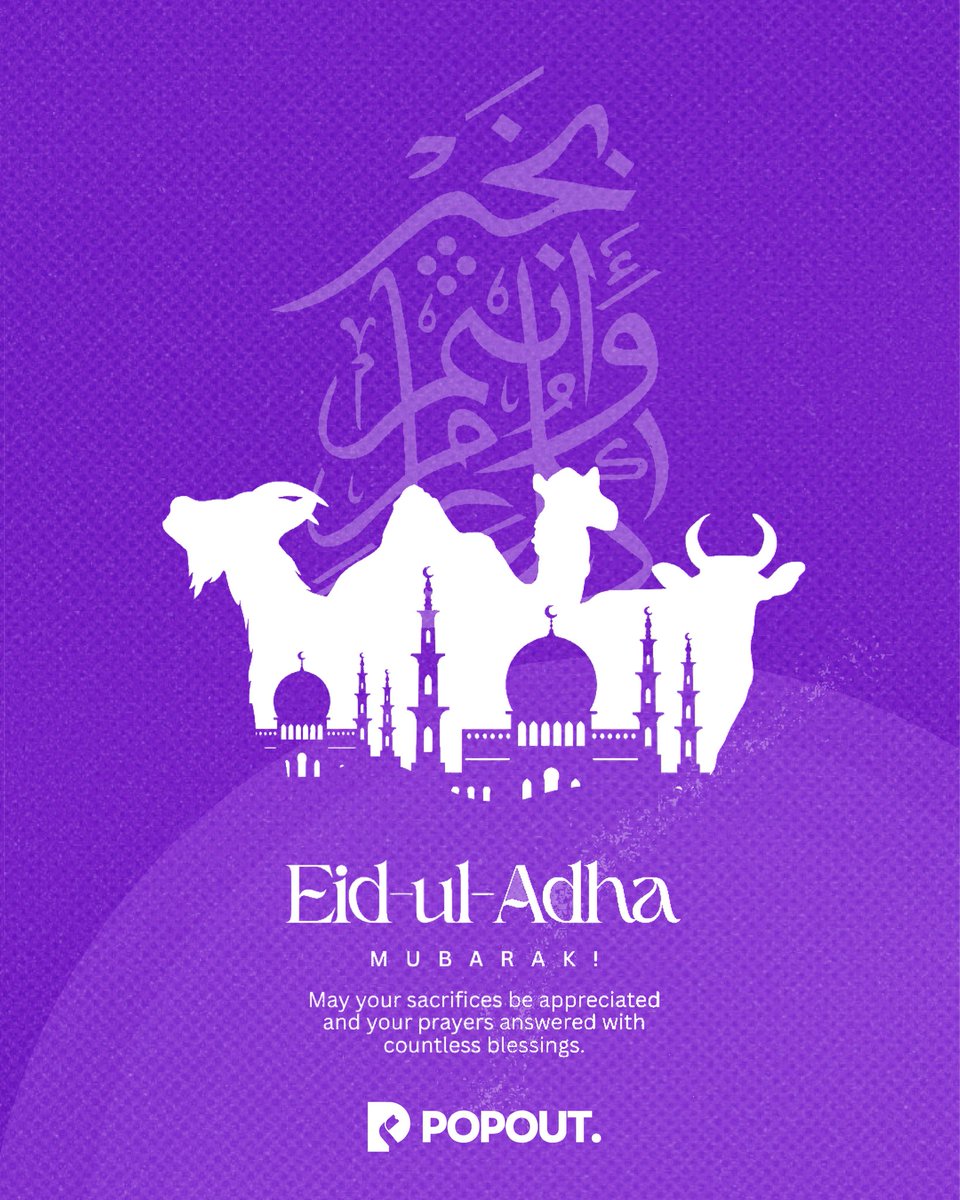 popouttickets's tweet photo. It’s better late than never to wish our most wonderful Muslim Pop Members Eid Mubarak. May Allah accept all of our sacrifices and prayers.🙏🏾💜 #popouttickets #eventsmanagement #ticketingplatform #ticketingservice https://t.co/D0vIneFfFh