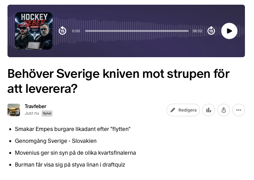 Travfeber's tweet photo. Nytt avsnitt med @movenius &amp; @travburman ute inför slutspelet i hockey vm.

https://t.co/2Mh8VEtaUO https://t.co/5AKR97VHhq